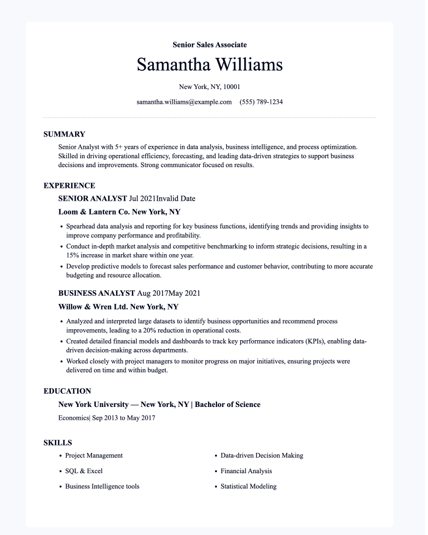 Resume after IntelligentCV — passes ATS and impresses recruiters